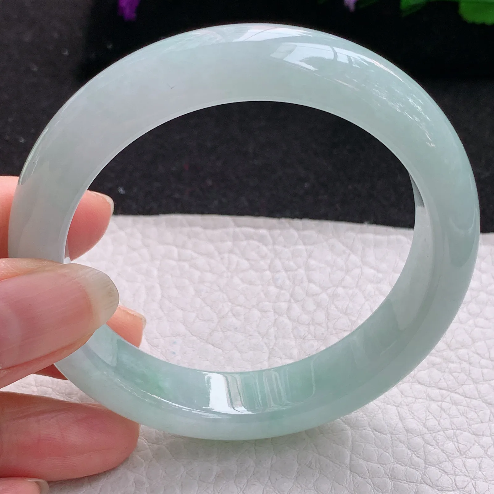 nr实拍57*13.2*8.8平安镯 缅甸翡翠a货玉手镯清爽飘绿宽边玉手环