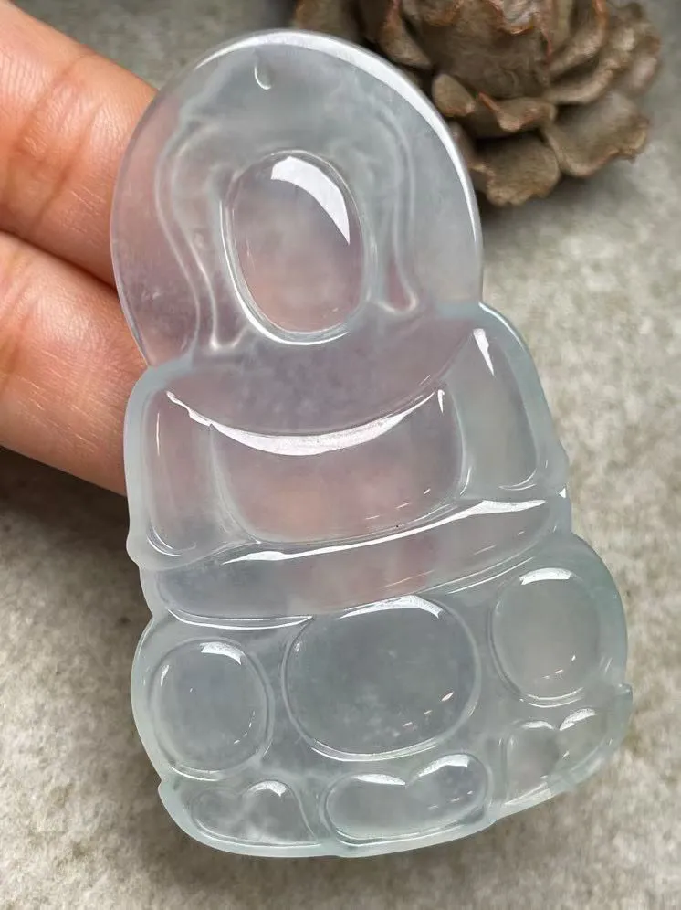 冰种【立体观音】吊坠，种水好，玉质细腻 ，卖相好.