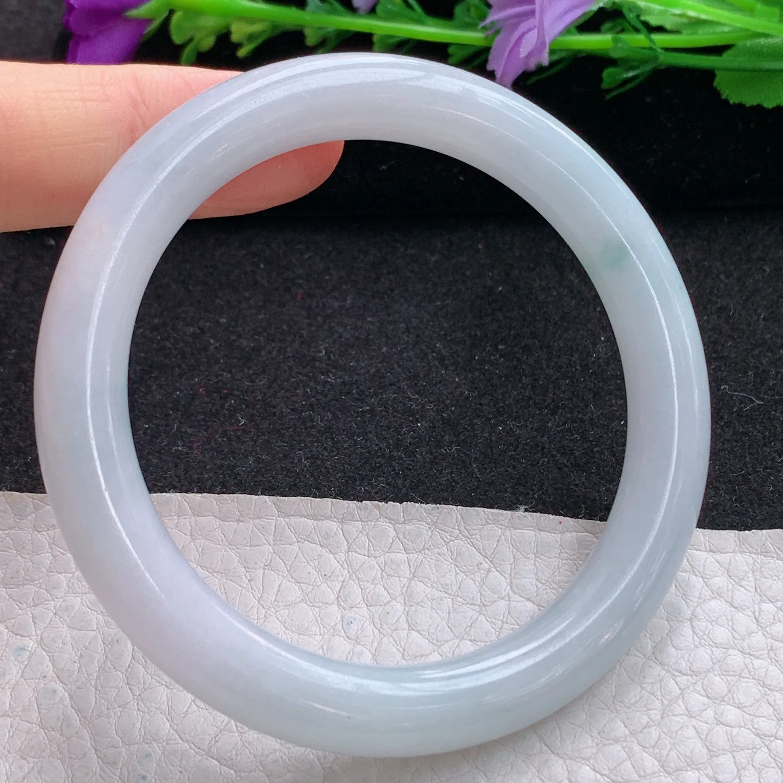 nr实拍55*8.3*8.8美人镯 缅甸翡翠a货玉手镯飘花圆条玉手环 叮当镯