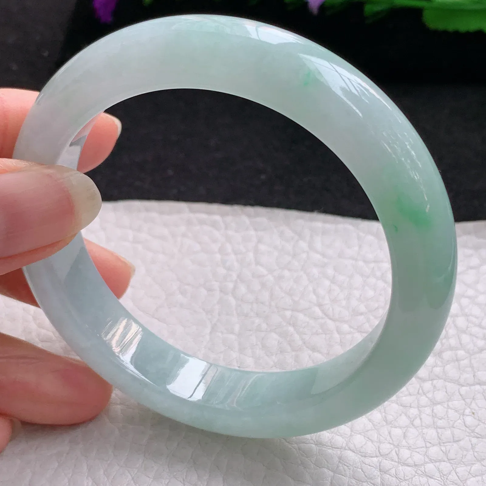 nr实拍57*13.2*8.8平安镯 缅甸翡翠a货玉手镯清爽飘绿宽边玉手环