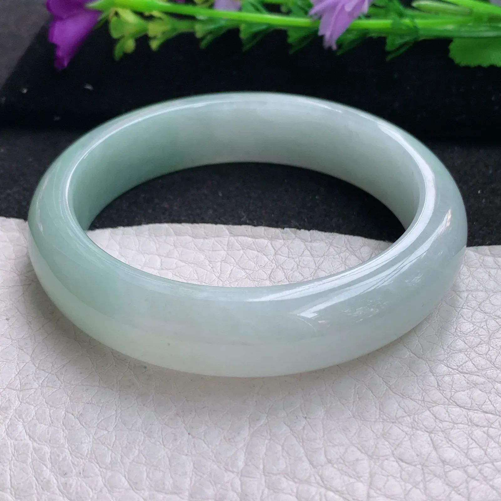 js实拍58.5*13.9*872平安镯 缅甸翡翠精美水润半山水厚装宽边玉手镯 玉手环