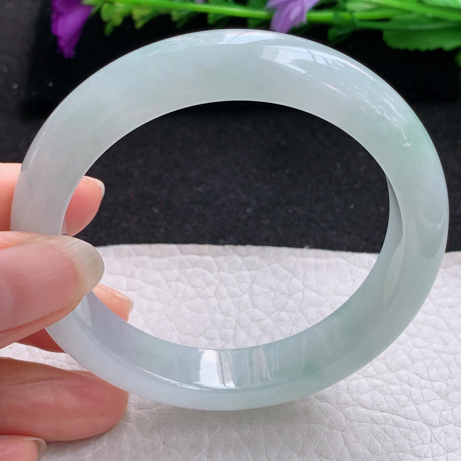 nr实拍56*12.5*8.5平安镯 缅甸翡翠a货玉手镯冰胶飘花宽边玉手环