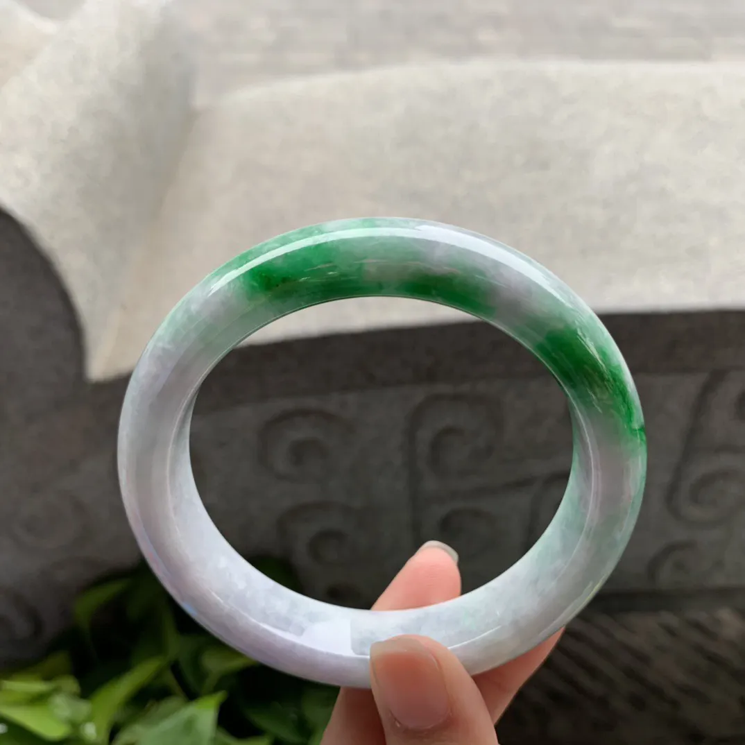 大圈口62.8-14.2-9.6 【飘辣绿正圈手镯】正圈62 63可戴