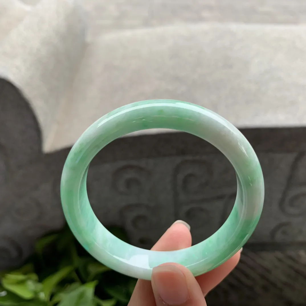 小圈口53.5-11.6-7.6 【飘绿正圈手镯】正圈53 54可戴