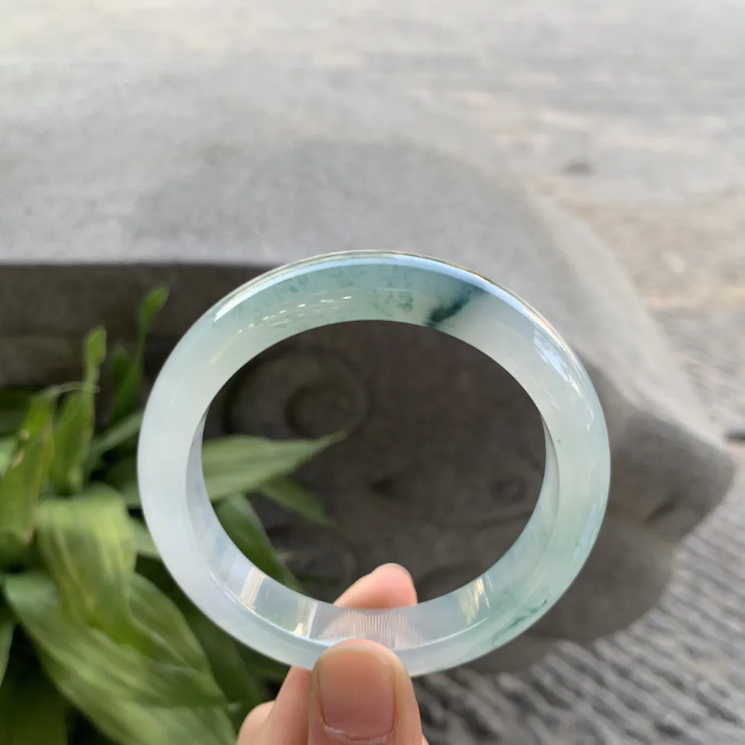 圈口57.8-12.8-8.8 【高冰飘花正圈手镯】正圈57 58可戴 冰透水润