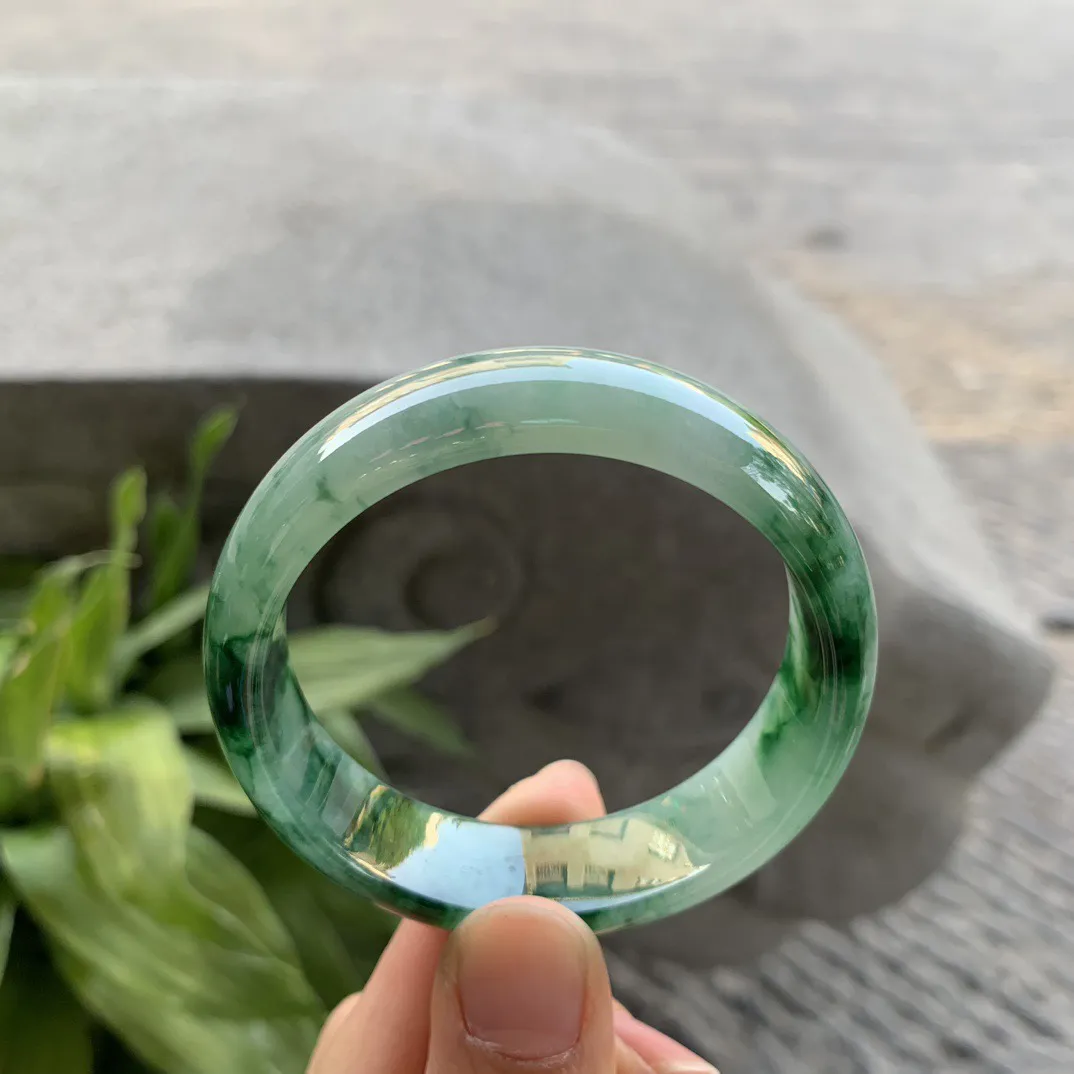 小圈口 50-14.5-6.6【飘绿花正圈手镯】正圈50 51可戴