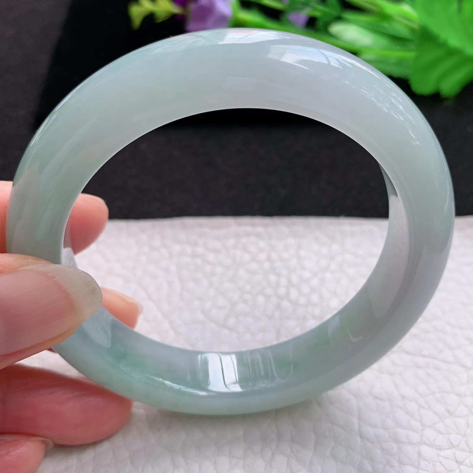 xd实拍56.5*12.3*9.3平安镯 缅甸翡翠a货玉手镯清爽胶感宽边玉手环