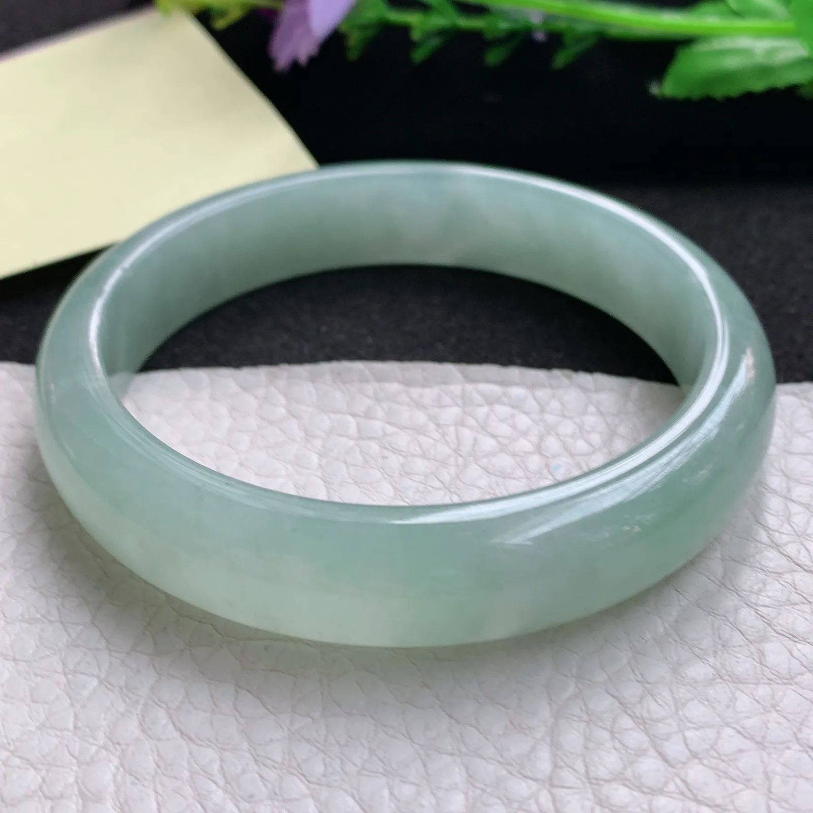 nr大圈口61*12.3*8.3平安镯 缅甸翡翠a货玉手镯冰润晴美宽边玉手环