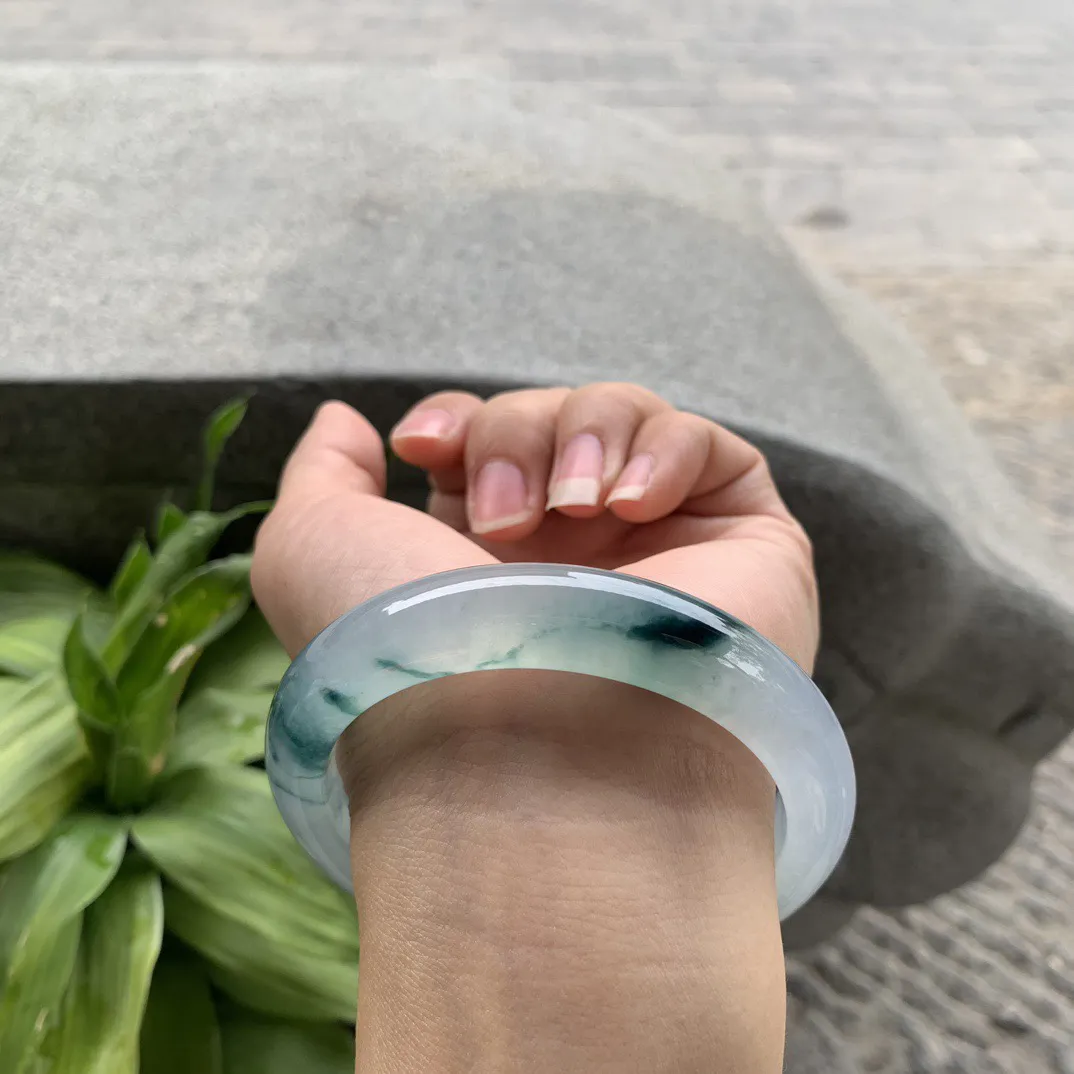 大圈口 59-12.7-9.2【高冰飘花正圈手镯】正圈59 60可戴