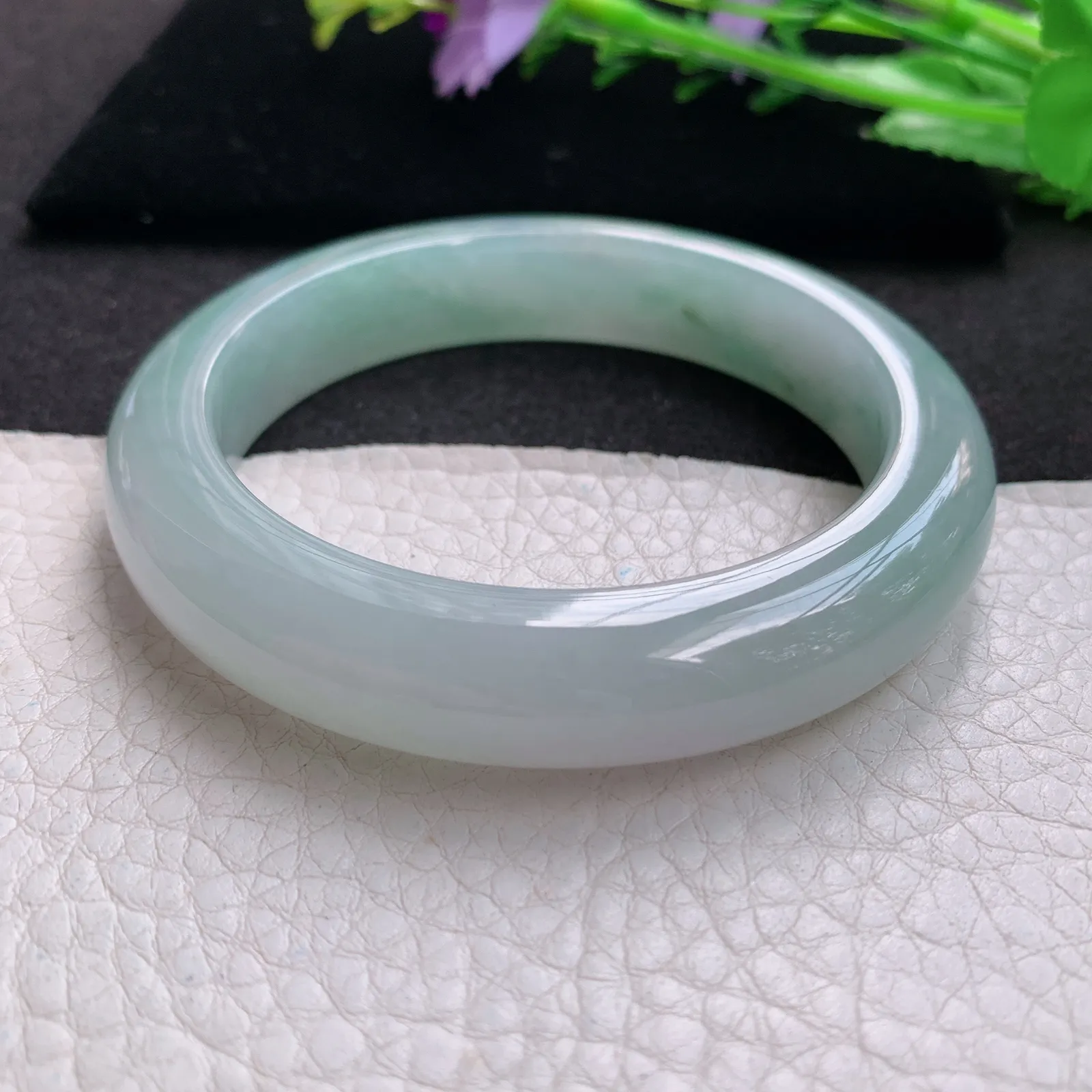 xd实拍56.5*12.3*9.3平安镯 缅甸翡翠a货玉手镯清爽胶感宽边玉手环