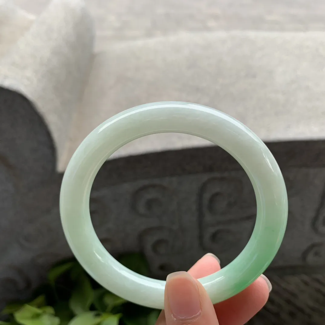 大圈口 58.3-10.4【白底青圆条手镯】圆条58 59可戴