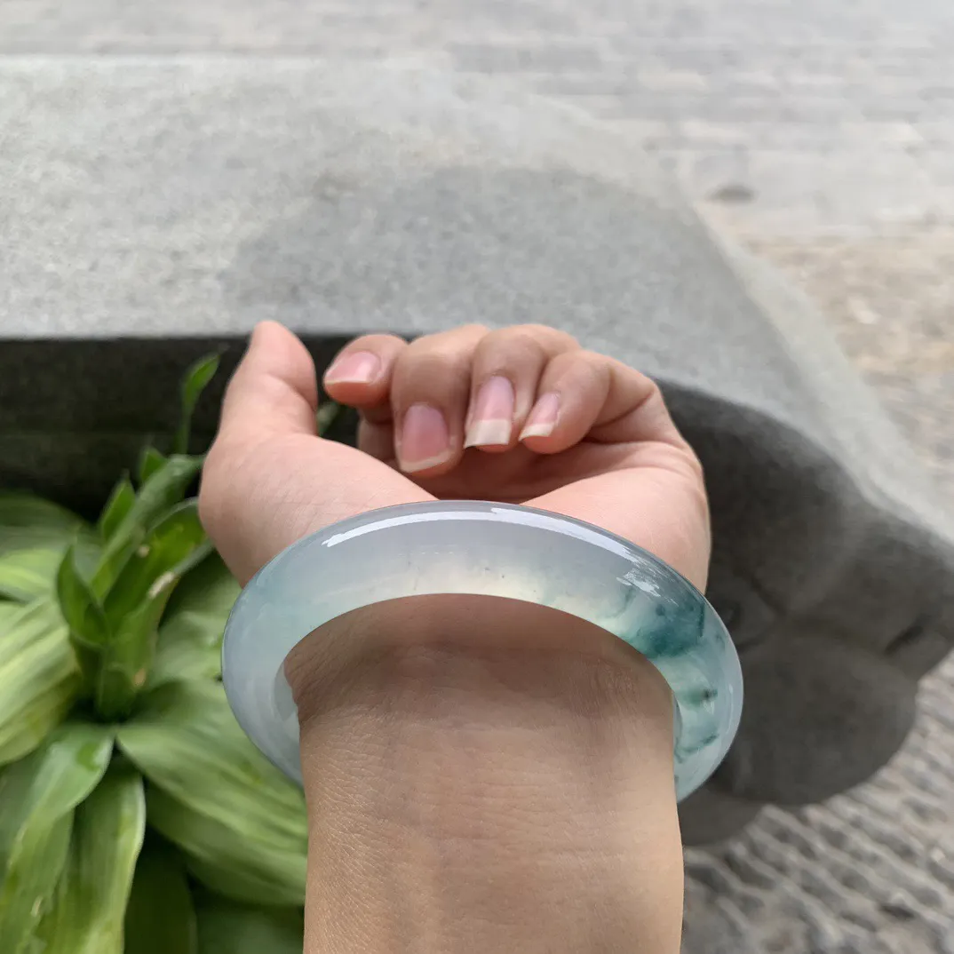 大圈口 59-12.7-9.2【高冰飘花正圈手镯】正圈59 60可戴