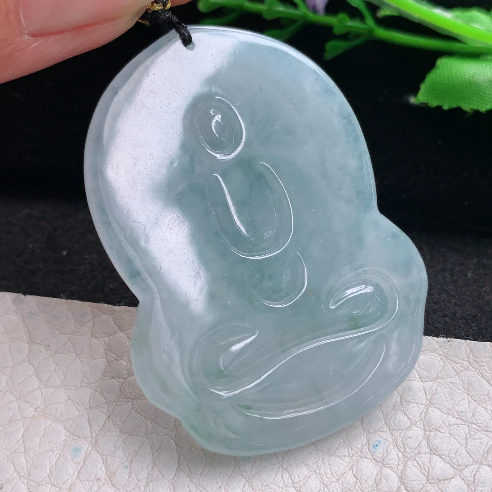 kh实拍51.8*38.5*5.5缅甸翡翠精雕冰飘花大日如来佛祖玉吊坠 玉挂坠