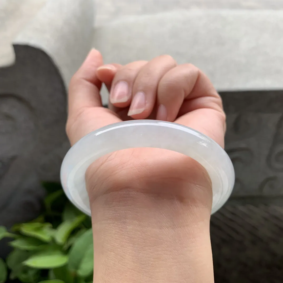 小圈口 53.2-9.6【冰种圆条手镯】圆条53 54可戴