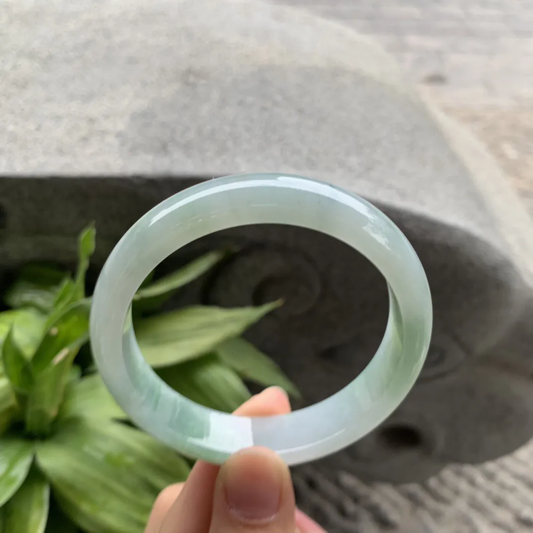 圈口57.3-13.3-7.4 【冰瓜绿正圈手镯】正圈57 58可戴