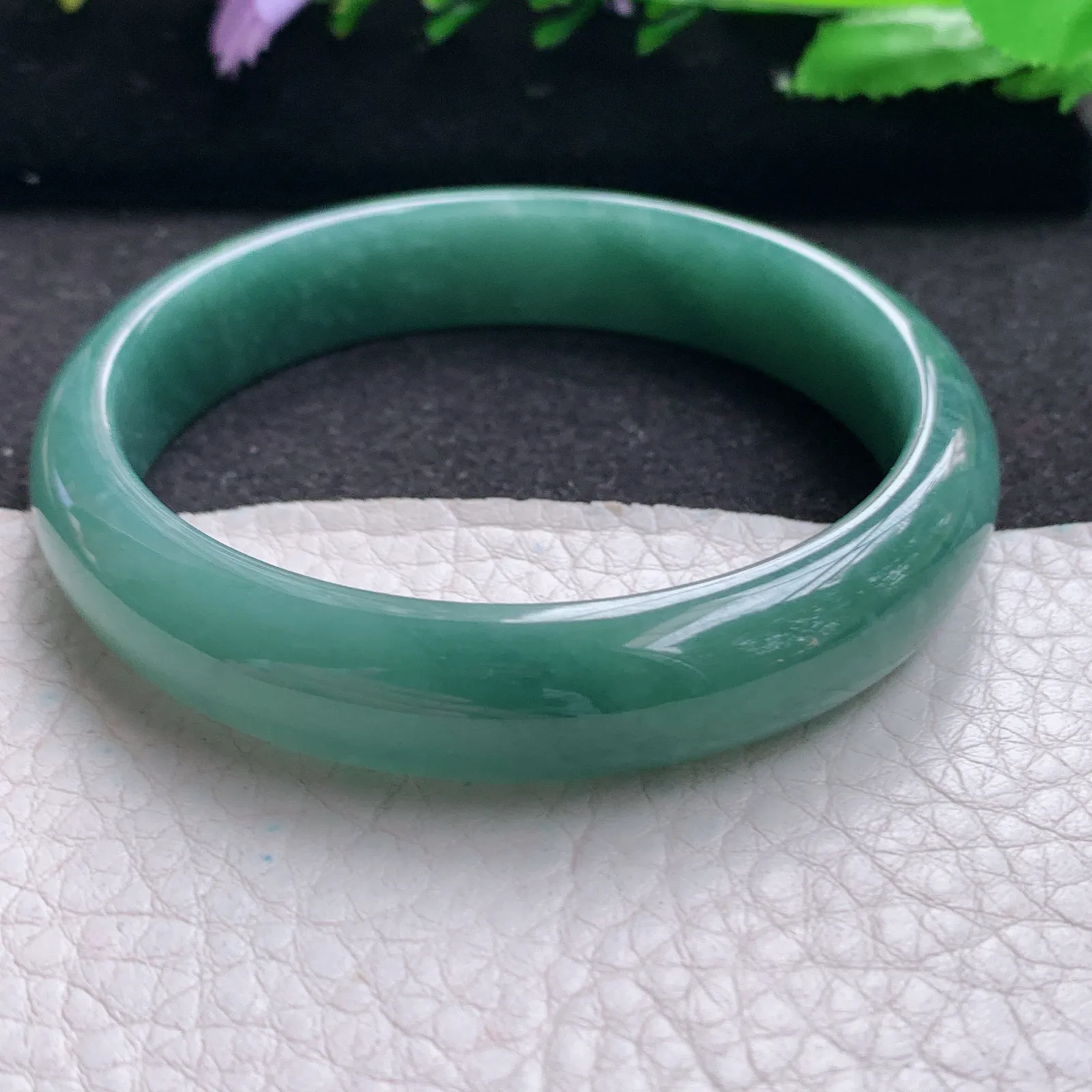 nr自然光56*12*6.5平安镯 翡翠a货玉手镯蓝韵宽边玉手环