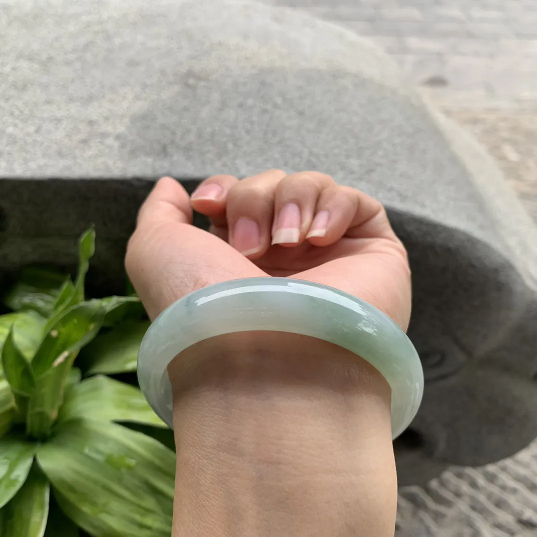 圈口57.3-13.3-7.4 【冰瓜绿正圈手镯】正圈57 58可戴