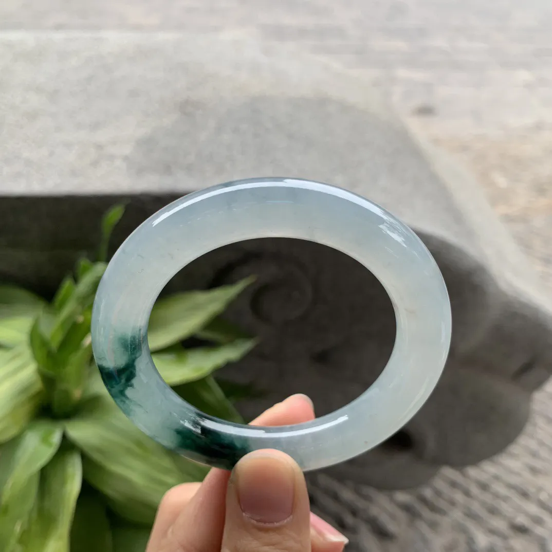 小圈口 51.4-10.3【冰种飘花圆条手镯】圆条51 52可戴