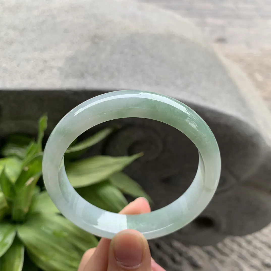 圈口57.3-13.3-7.4 【冰瓜绿正圈手镯】正圈57 58可戴