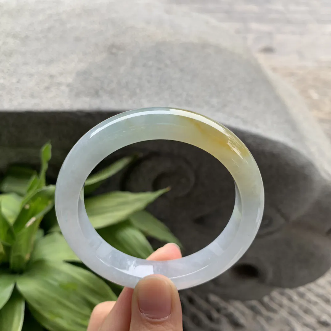 圈口55.8-12-9 【冰黄翡正圈手镯】正圈55 56可戴