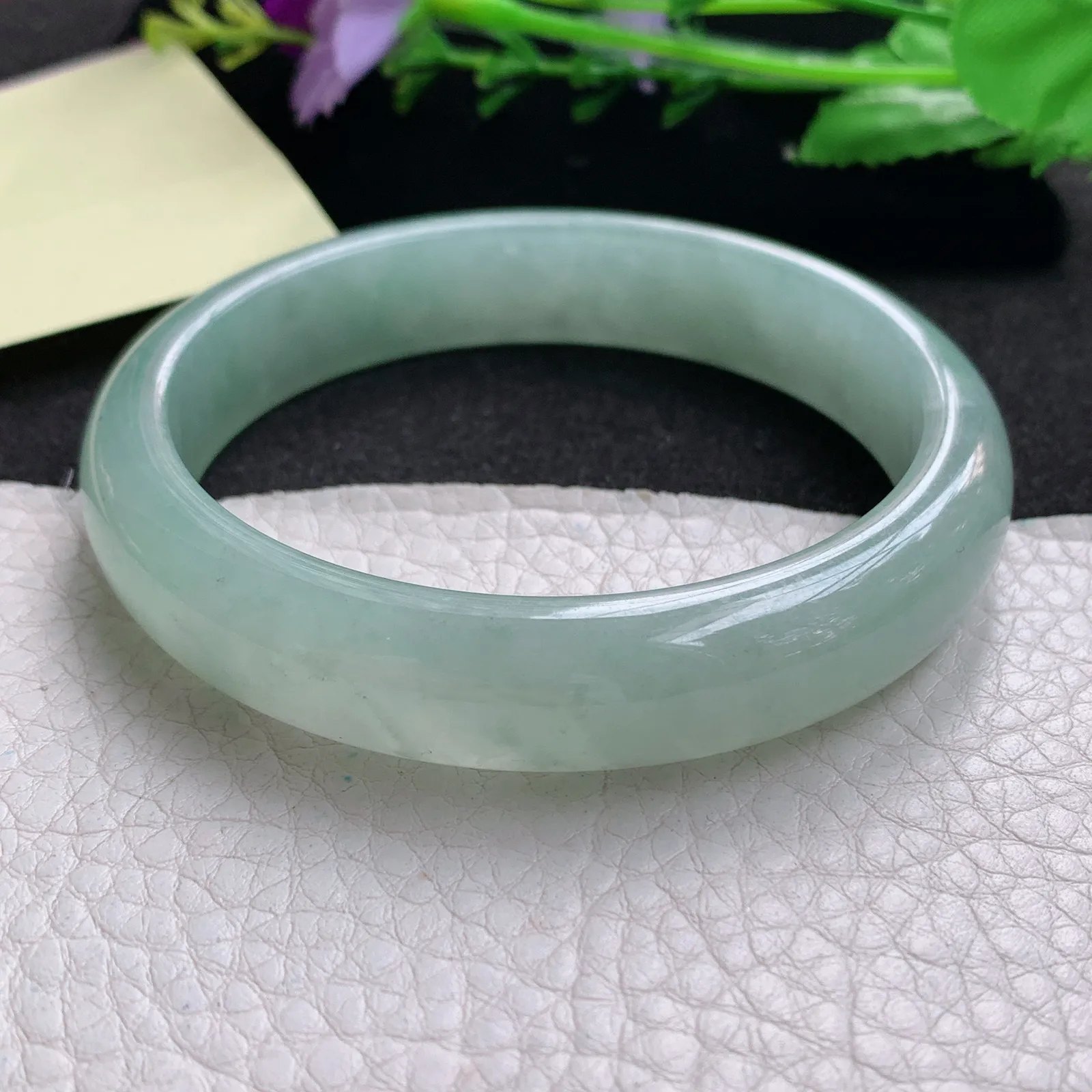 nr大圈口61*12.3*8.3平安镯 缅甸翡翠a货玉手镯冰润晴美宽边玉手环