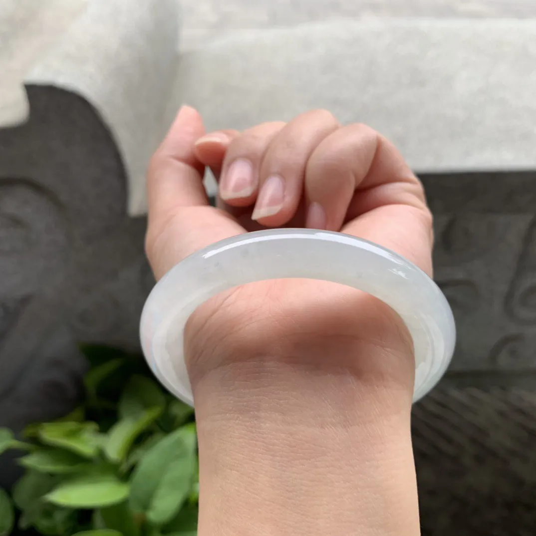 小圈口 53.2-9.6【冰种圆条手镯】圆条53 54可戴