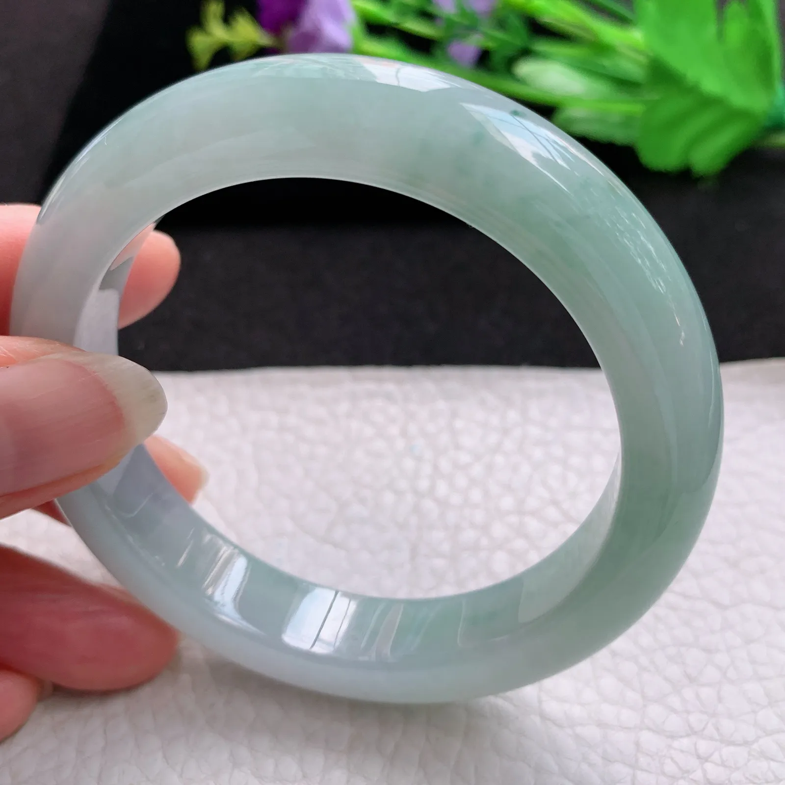 xd实拍56.5*12.3*9.3平安镯 缅甸翡翠a货玉手镯清爽胶感宽边玉手环