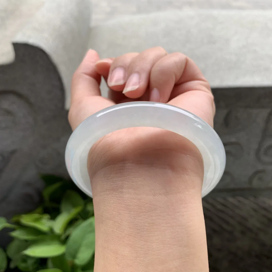 小圈口 53.2-9.6【冰种圆条手镯】圆条53 54可戴