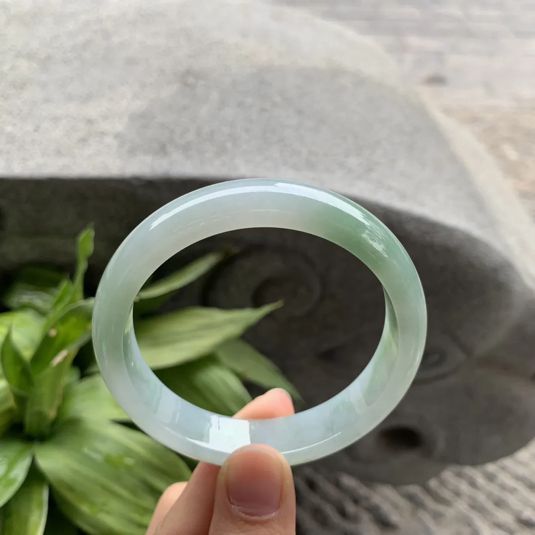 圈口57.3-13.3-7.4 【冰瓜绿正圈手镯】正圈57 58可戴