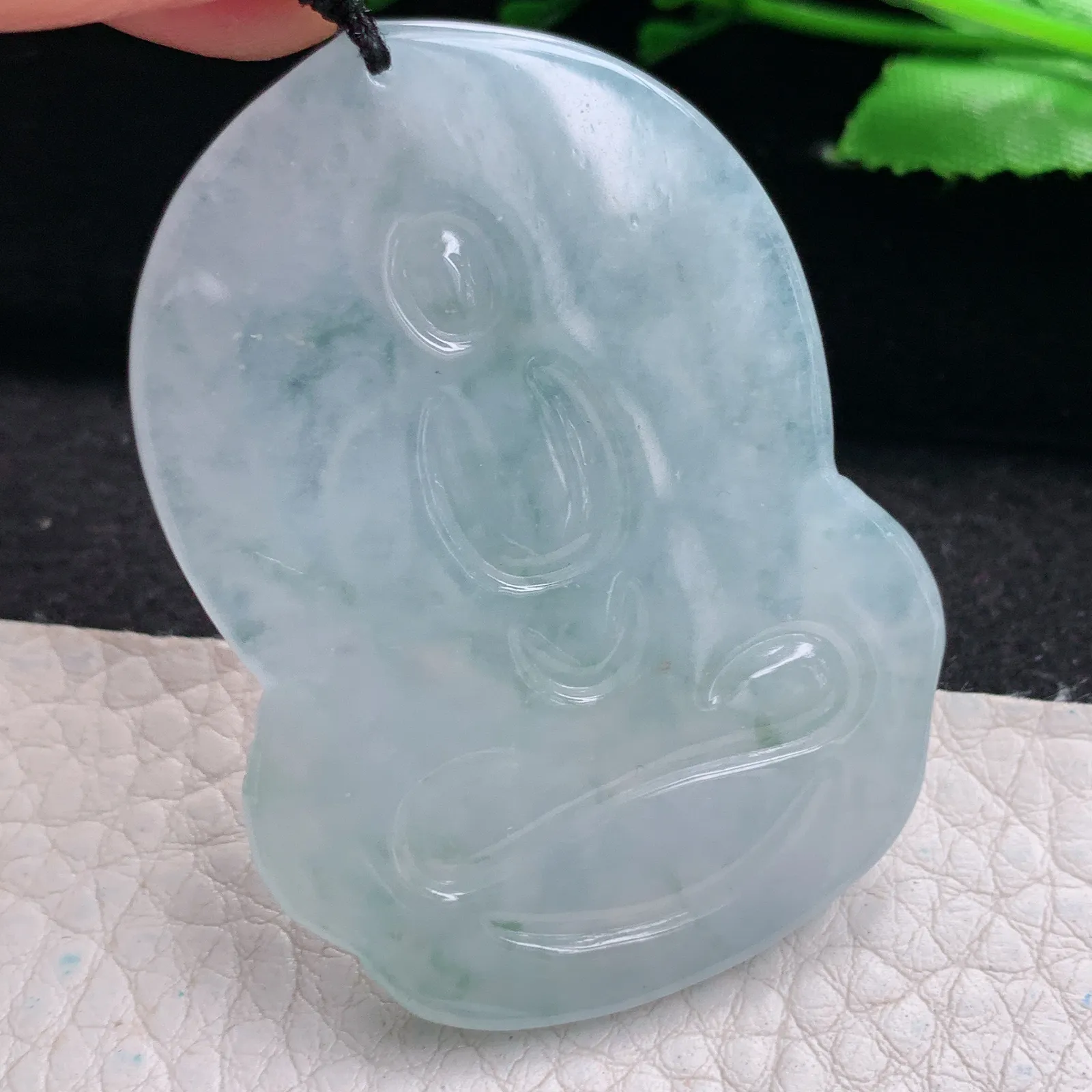 kh实拍51.8*38.5*5.5缅甸翡翠精雕冰飘花大日如来佛祖玉吊坠 玉挂坠