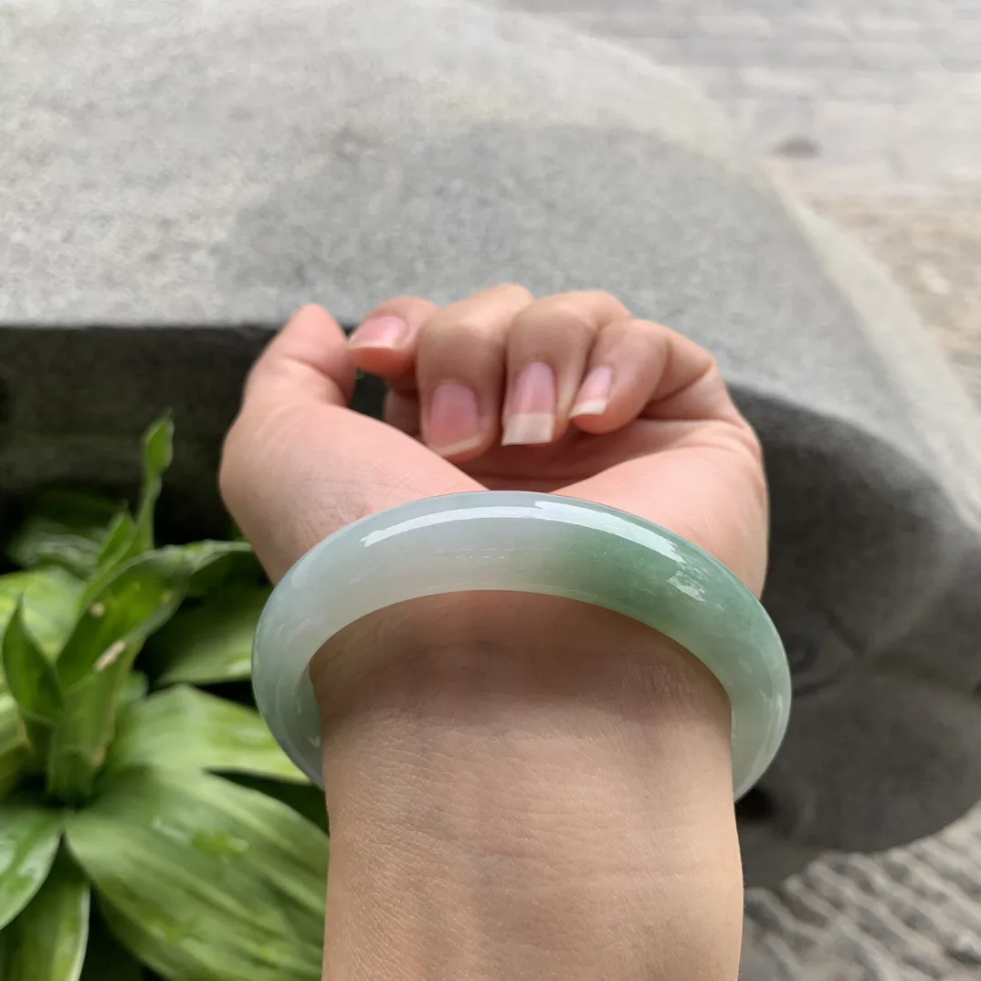 圈口57.3-13.3-7.4 【冰瓜绿正圈手镯】正圈57 58可戴