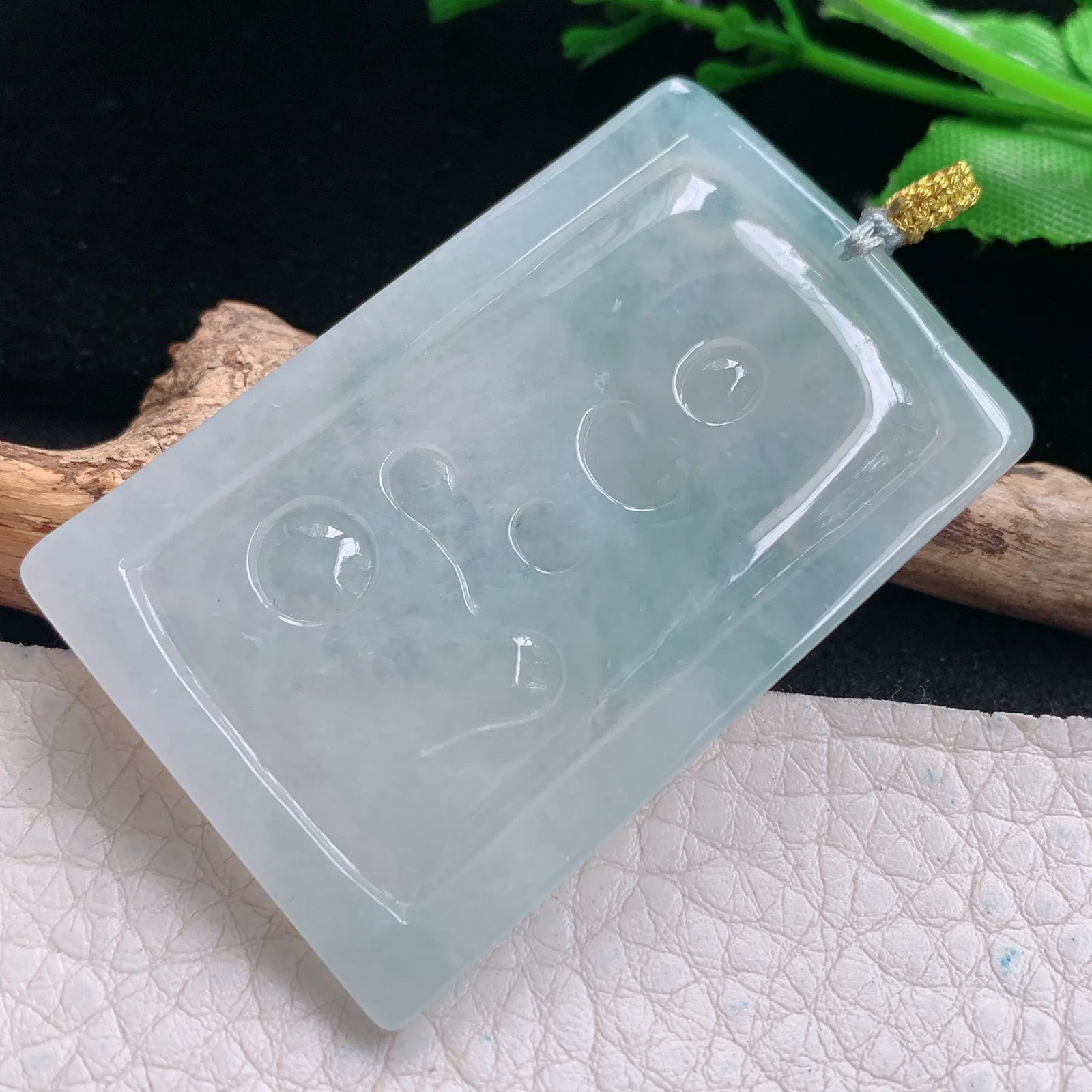 rp实拍52.8*34*5.2缅甸翡翠精雕冰晴普贤菩萨 生肖守护神玉吊坠 玉挂坠