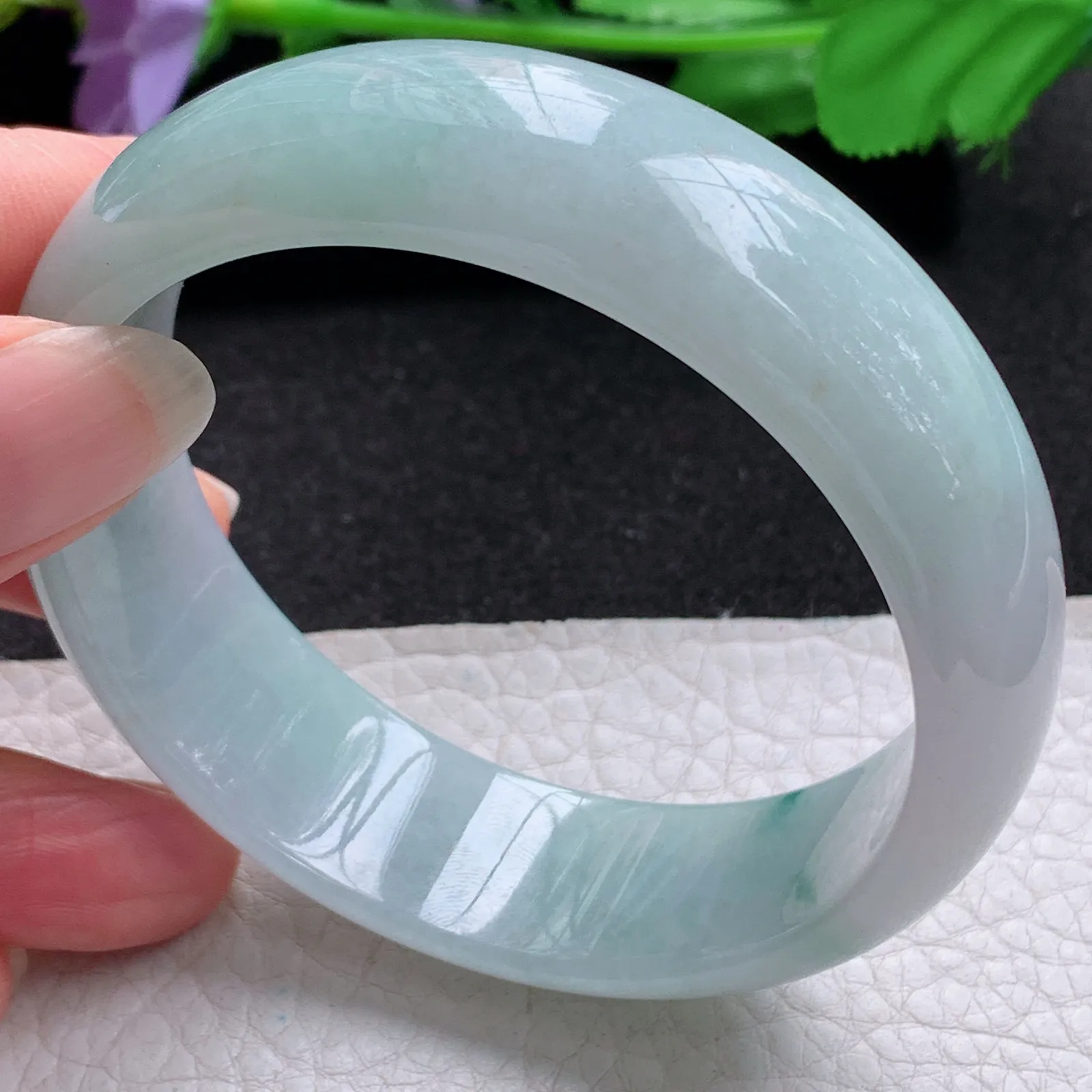 nr自然光58.5*18*7.2轮胎镯 缅甸翡翠a货玉手镯飘花大气宽边玉手环