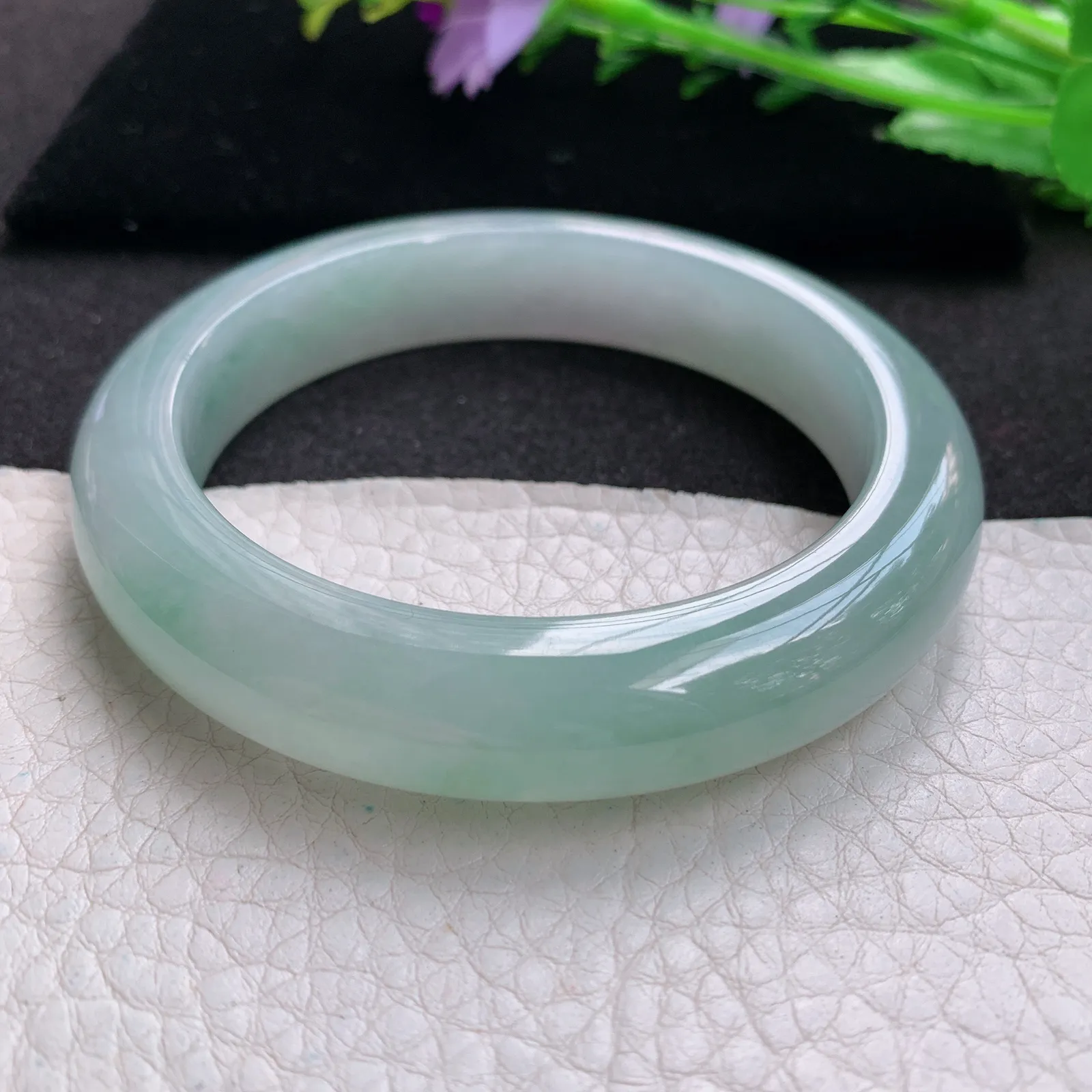 xd实拍56.5*12.3*9.3平安镯 缅甸翡翠a货玉手镯清爽胶感宽边玉手环