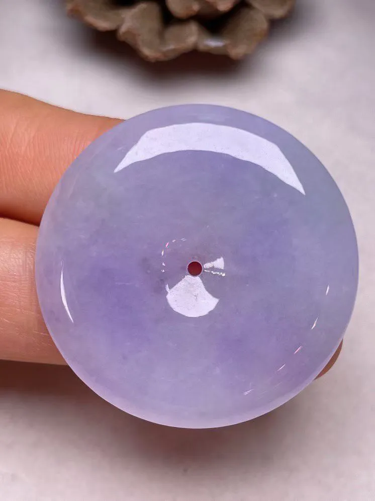 冰糯种紫罗兰【平安扣】吊坠，种水好，玉质细腻 ，卖相好.