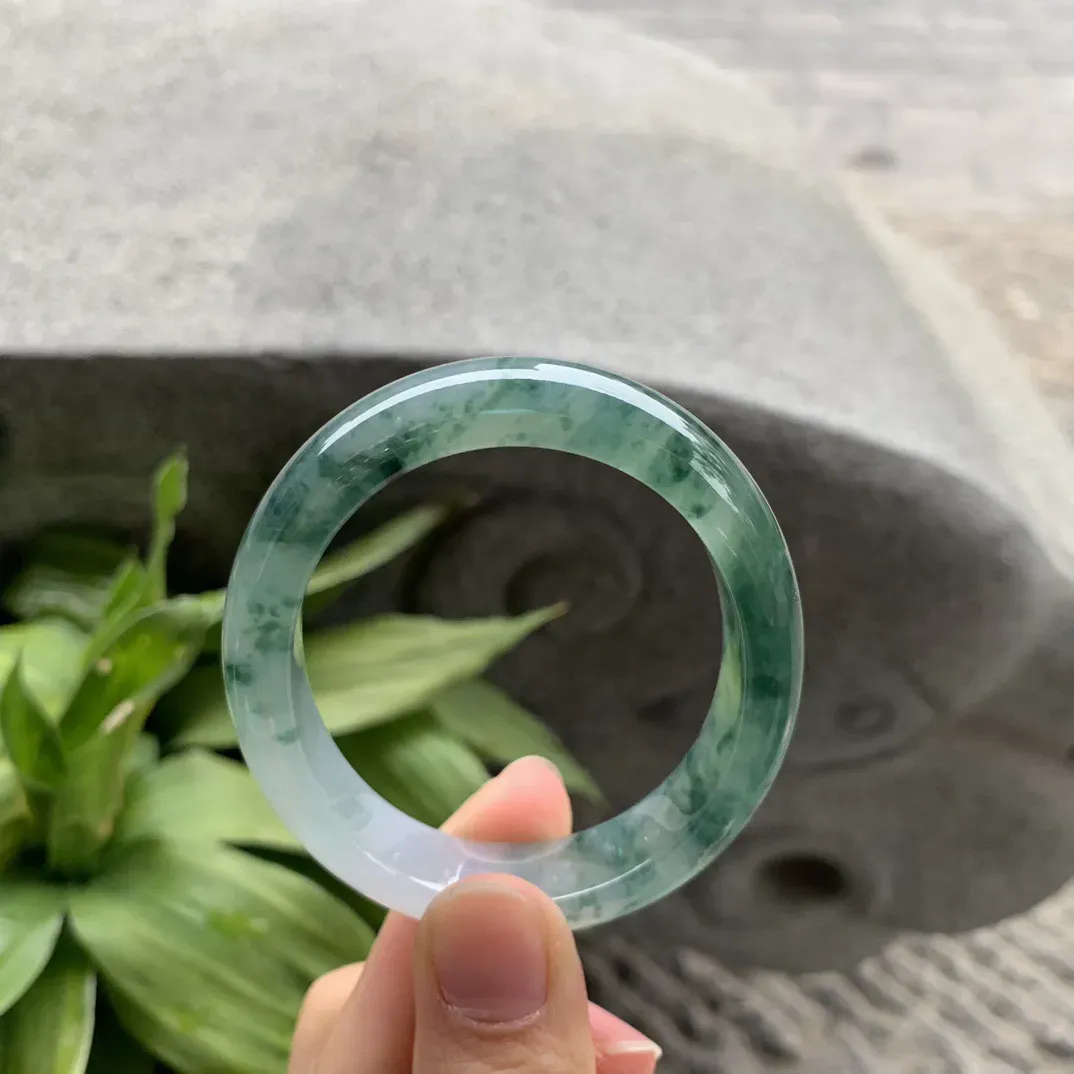 小圈口53.2-46.5-11.8-7.5 【冰种飘花贵妃手镯】贵妃53 54可戴