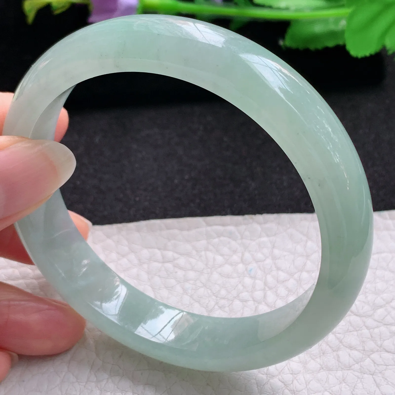 nr大圈口61*12.3*8.3平安镯 缅甸翡翠a货玉手镯冰润晴美宽边玉手环