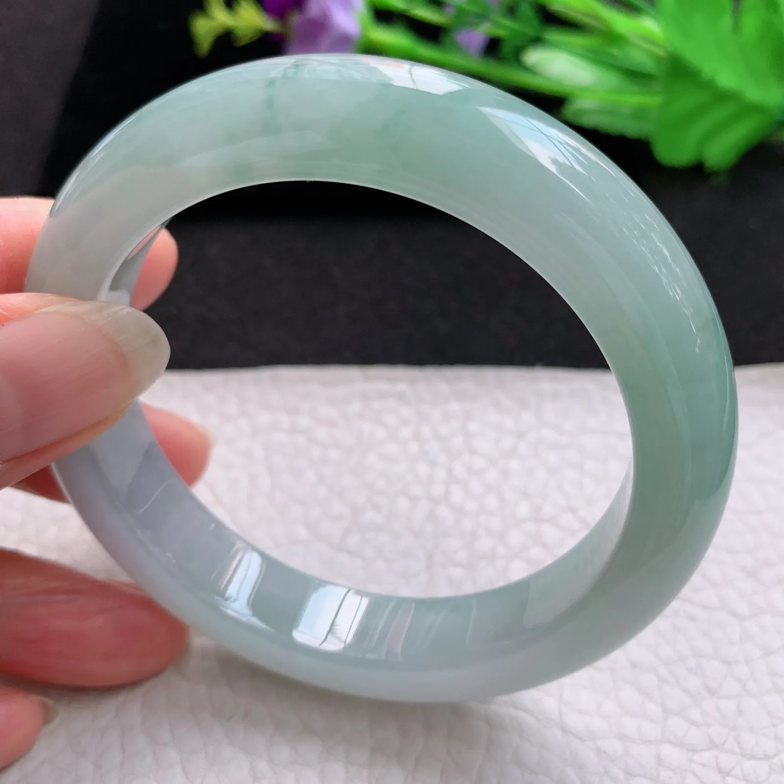 xd实拍56.5*12.3*9.3平安镯 缅甸翡翠a货玉手镯清爽胶感宽边玉手环