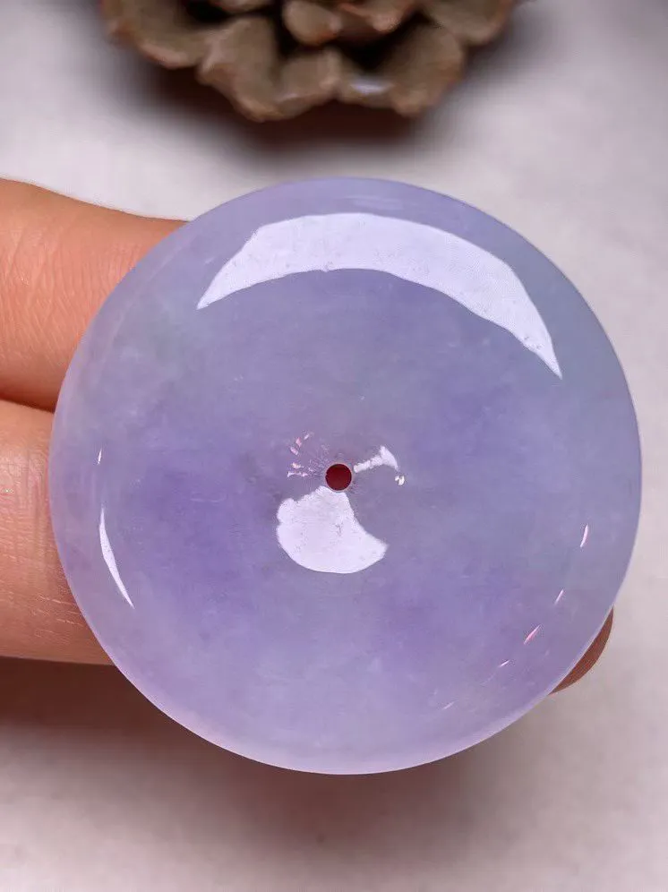 冰糯种紫罗兰【平安扣】吊坠，种水好，玉质细腻 ，卖相好.