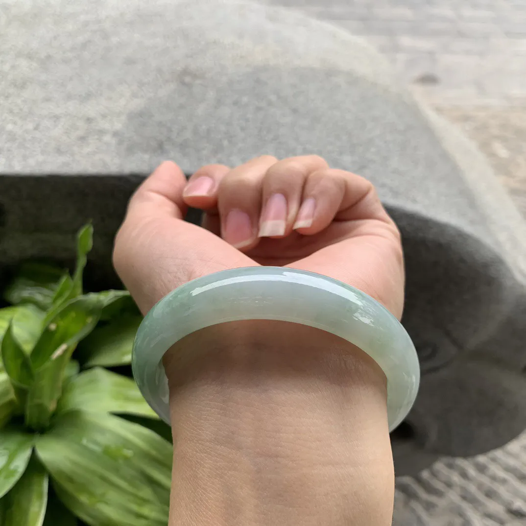 圈口57.3-13.3-7.4 【冰瓜绿正圈手镯】正圈57 58可戴