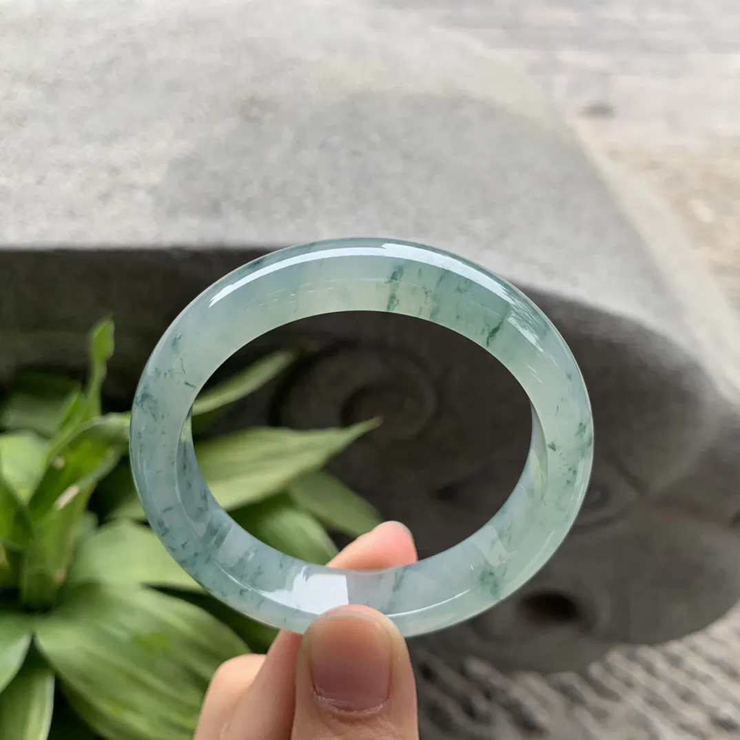 小圈口 52-12.5-7.8【冰种飘花正圈手镯】正圈52 53可戴