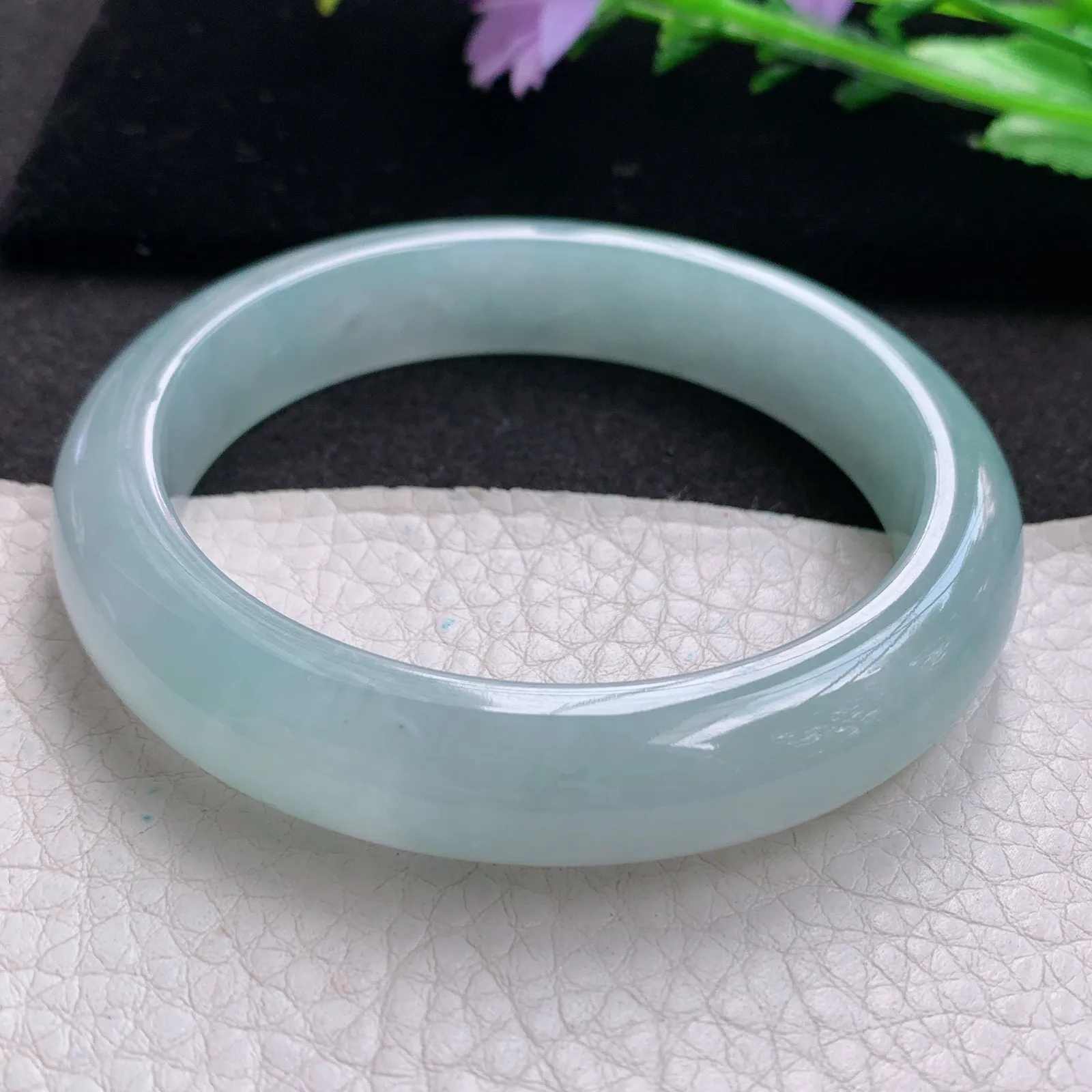 xd实拍58*12.5*8.5平安镯 缅甸翡翠a货玉手镯冰润天空蓝宽边玉手环