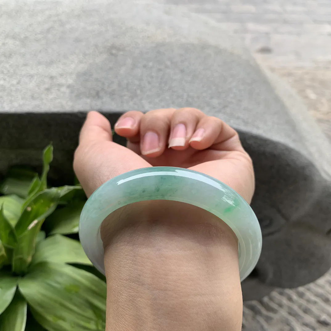 圈口57.2-12.5-8.8 【冰飘绿正圈手镯】正圈57 58可戴