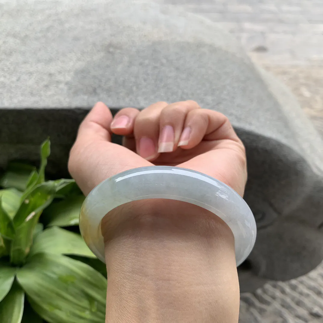 圈口55.8-12-9 【冰黄翡正圈手镯】正圈55 56可戴