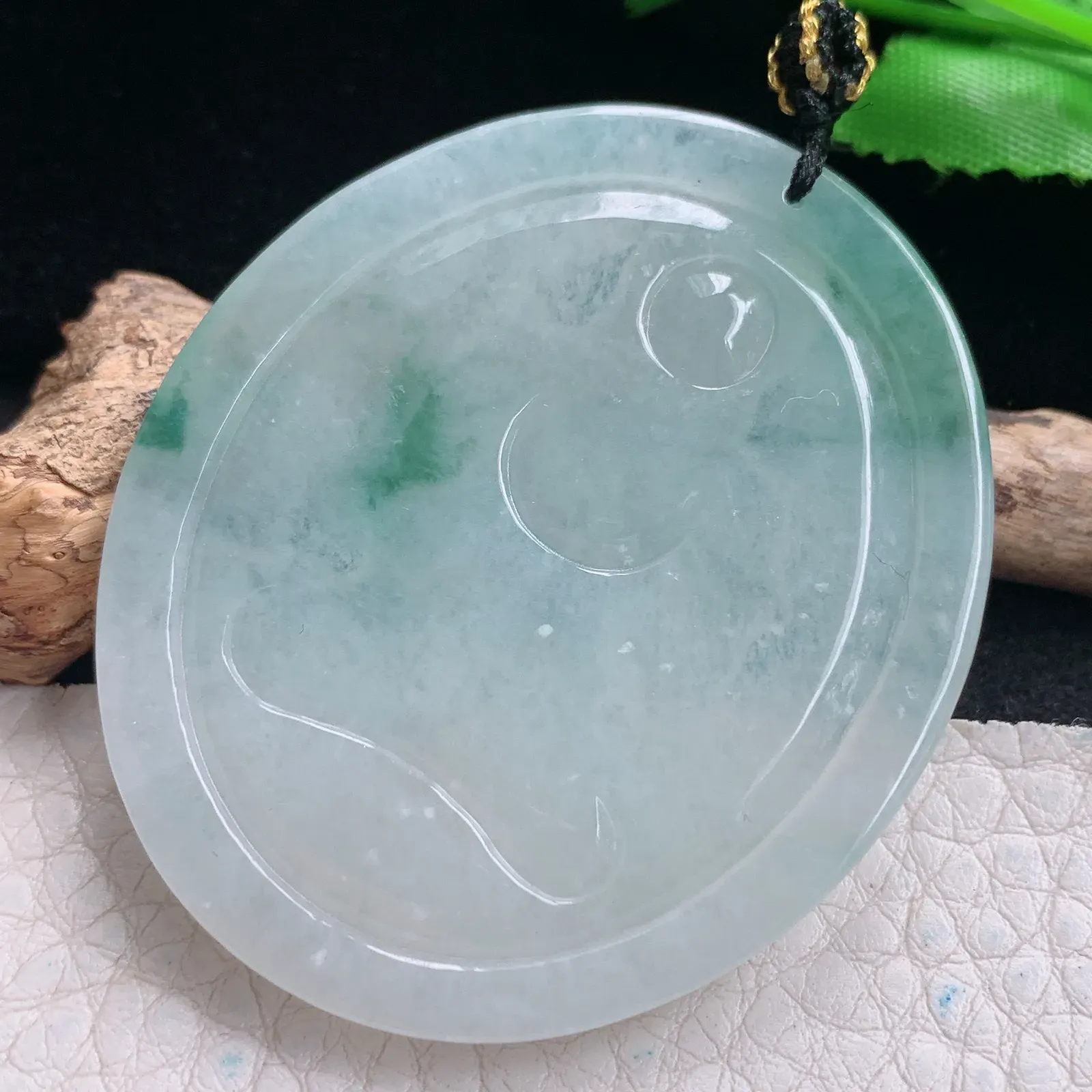 kh实拍50.5*43*5.5缅甸翡翠精雕冰飘花阿弥佗佛 佛祖玉吊坠 玉挂坠