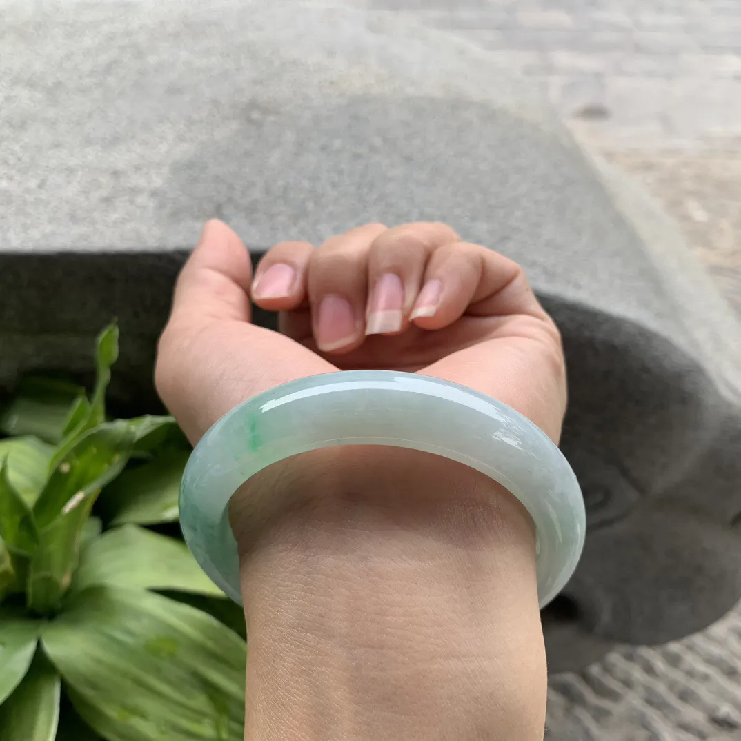 圈口57.2-12.5-8.8 【冰飘绿正圈手镯】正圈57 58可戴