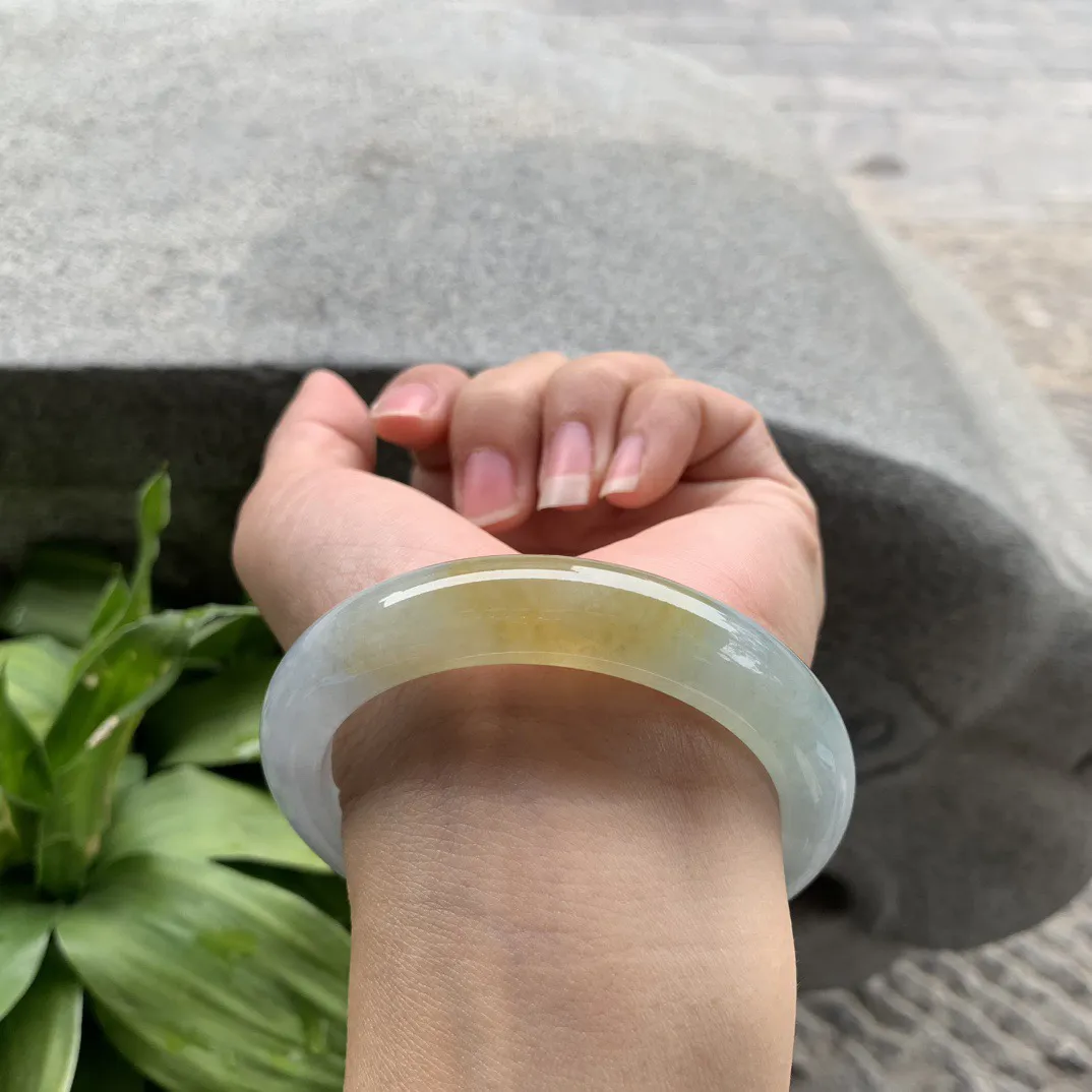 圈口55.8-12-9 【冰黄翡正圈手镯】正圈55 56可戴