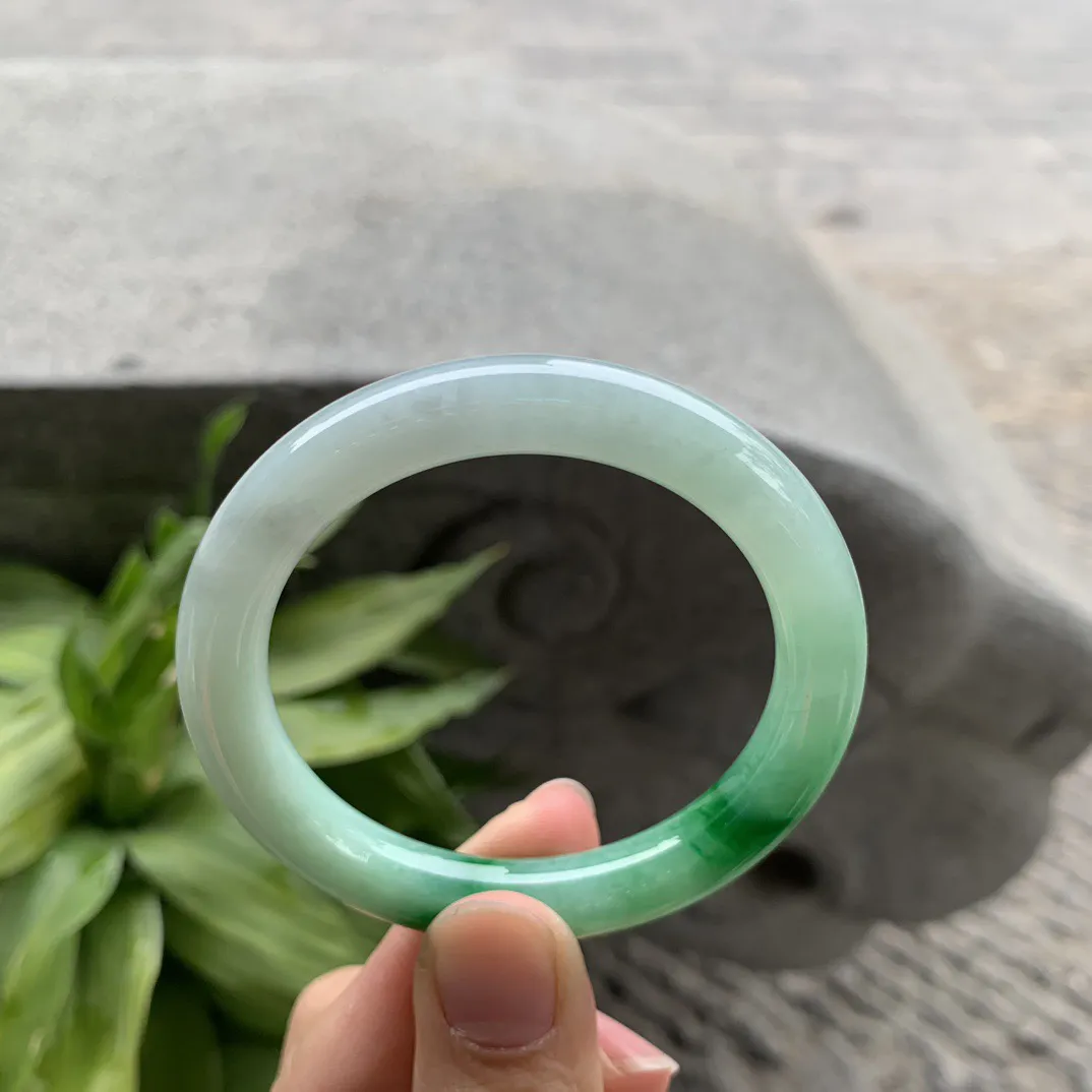 小圈口49.8-9 【飘绿圆条手镯】圆条49 50可戴
