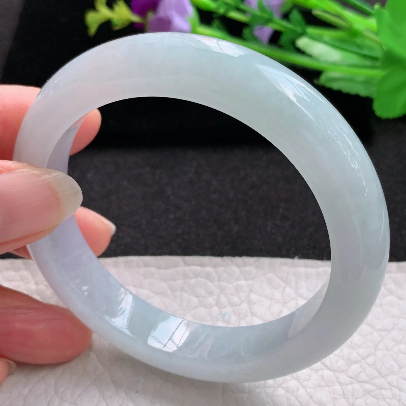 xd实拍56*11.8*9平安镯 缅甸翡翠a货玉手镯冰纯胶感宽边玉手环