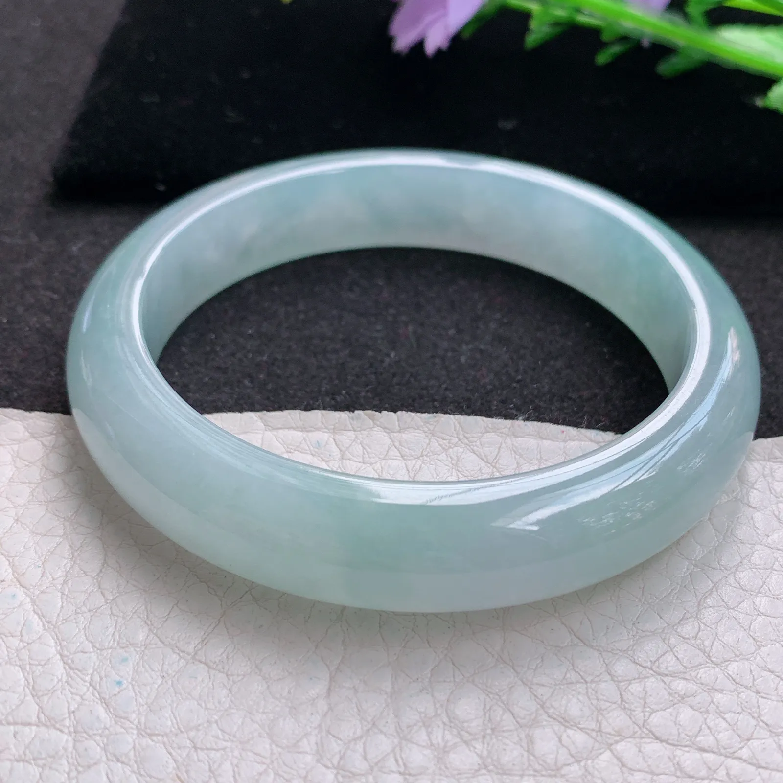 xd实拍58*12.5*8.5平安镯 缅甸翡翠a货玉手镯冰润天空蓝宽边玉手环